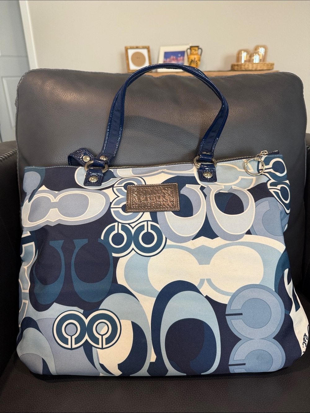 Coach Blue Navy and Light Blue Signature Tote - Picture 6 of 14